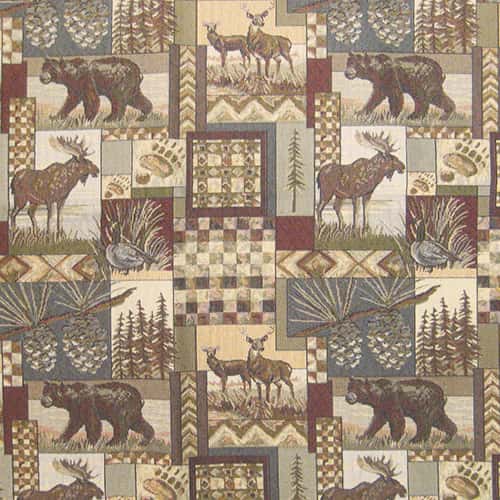 Peters Cabin Denim Moose Upholstery Fabric Mountain Lodge Rustic Tapestry 